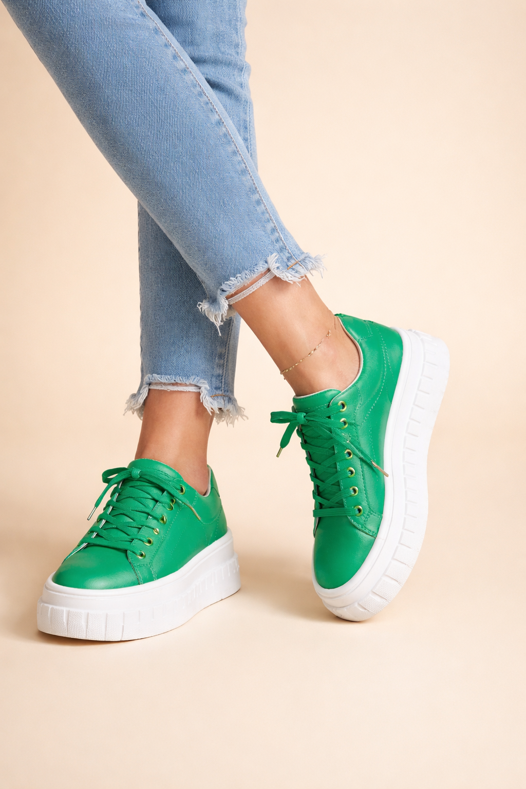 Women's brown chunky platform sneakers with lace-up front