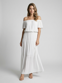 Naomi | Women's Off-Shoulder Maxi Dress with Bardot Neckline for Resort