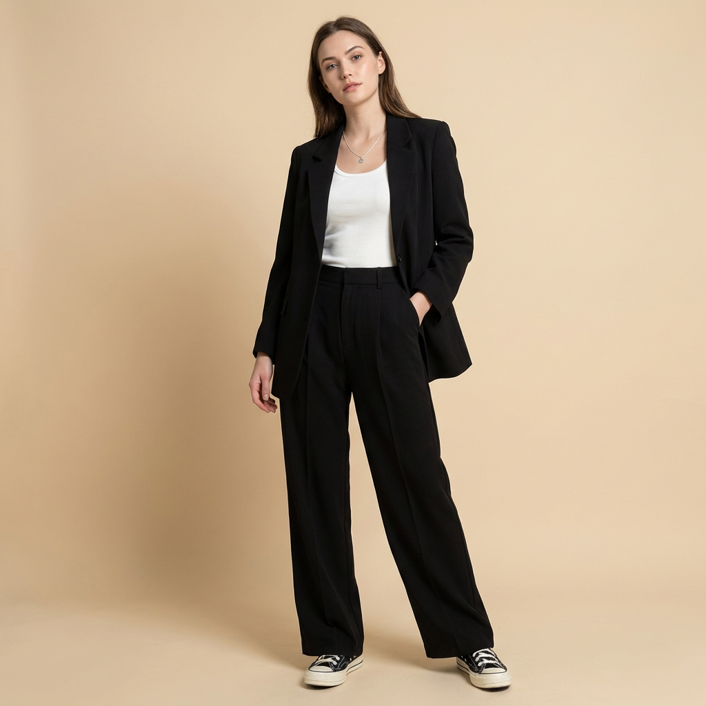 Women's pink blazer and trouser two piece set with tailored fit