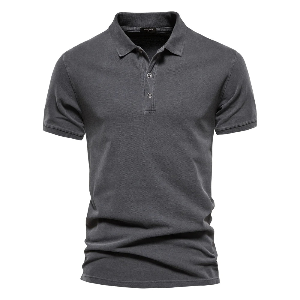 Men's green classic polo shirt with ribbed collar