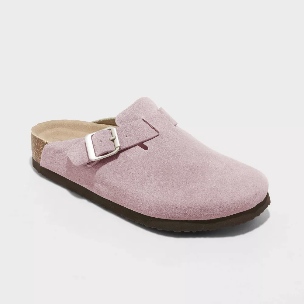 Taupe cushioned comfort slides with contoured ergonomic footbed