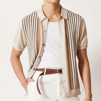 Lucas | Men's Retro Knitted Polo Top with Fine Knit and Classic Collar