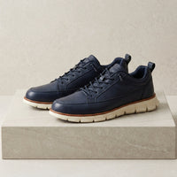 Samuel | Men's Leather Look Casual Sneakers with Cushioned Lace-Up Sole