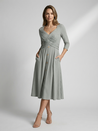 Fiona | Women's A-Line Dress with Cross Detail Bodice for Events and Occasions