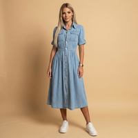 Meredith | Women's Denim Dress with Tailored Feminine Cut – Light Blue