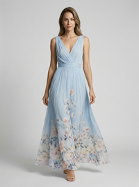 Sadie | Women's Floral Maxi Dress with V-Neck for Weddings and Parties