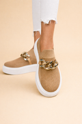 Women's brown knit platform slip-on sneakers with chunky sole