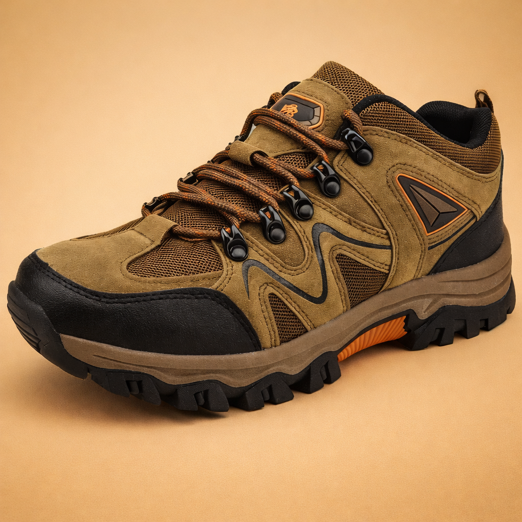 Men's green cushioned walking shoes with breathable mesh upper