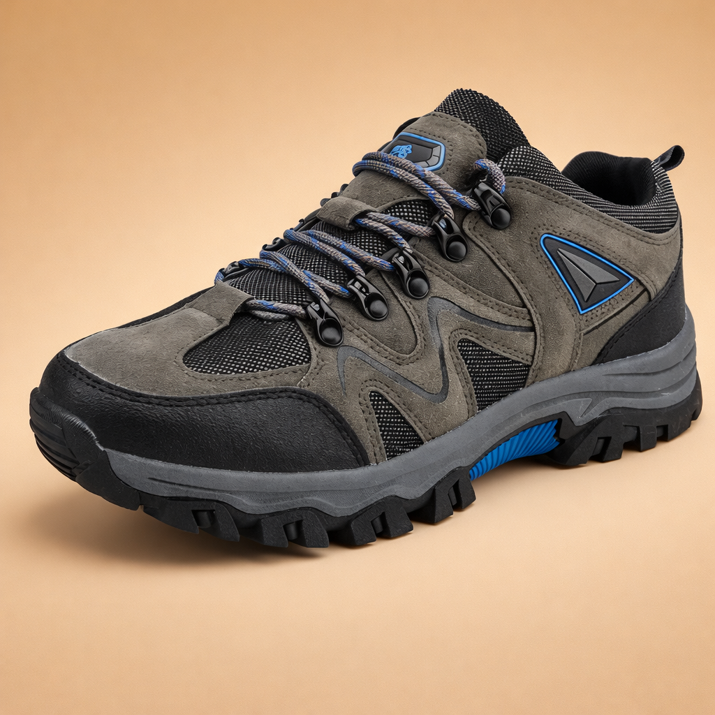 Men's green cushioned walking shoes with breathable mesh upper