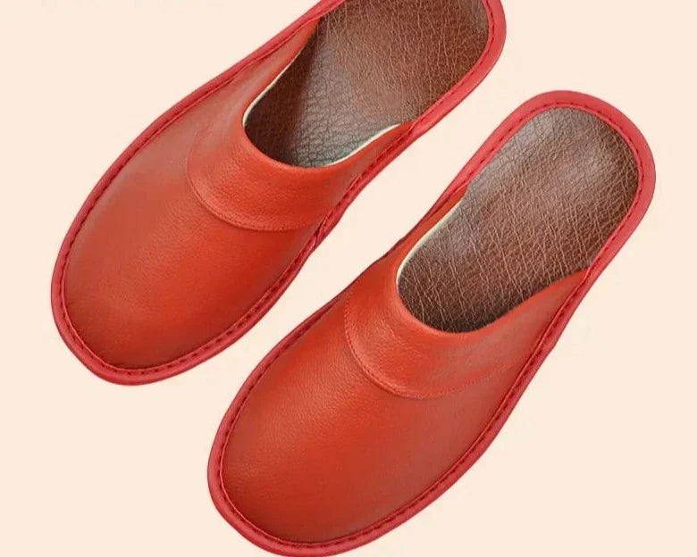Men's black faux leather slippers for indoor and outdoor wear