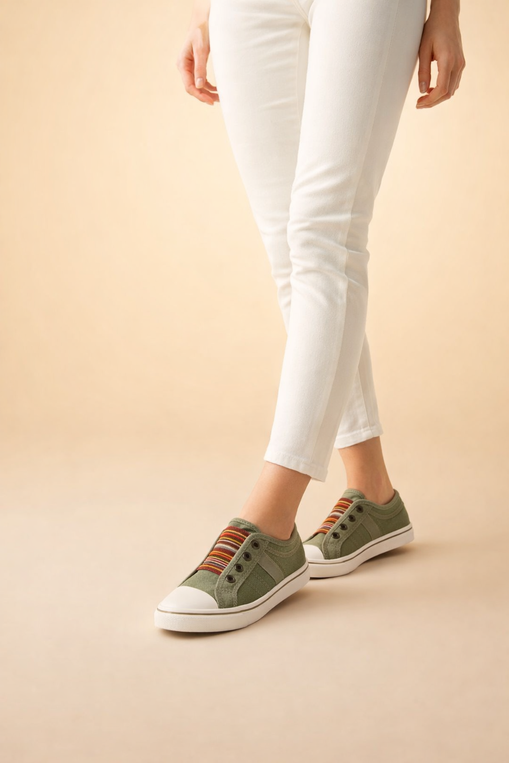 Women's blue slip-on sneakers with breathable knit upper