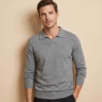 Archie | Men's Knitted Polo Sweater with Long Sleeves and Soft Knit Texture