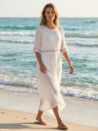 Erin | Women's Cotton Midi Dress with Breathable Lightweight Spring Fit