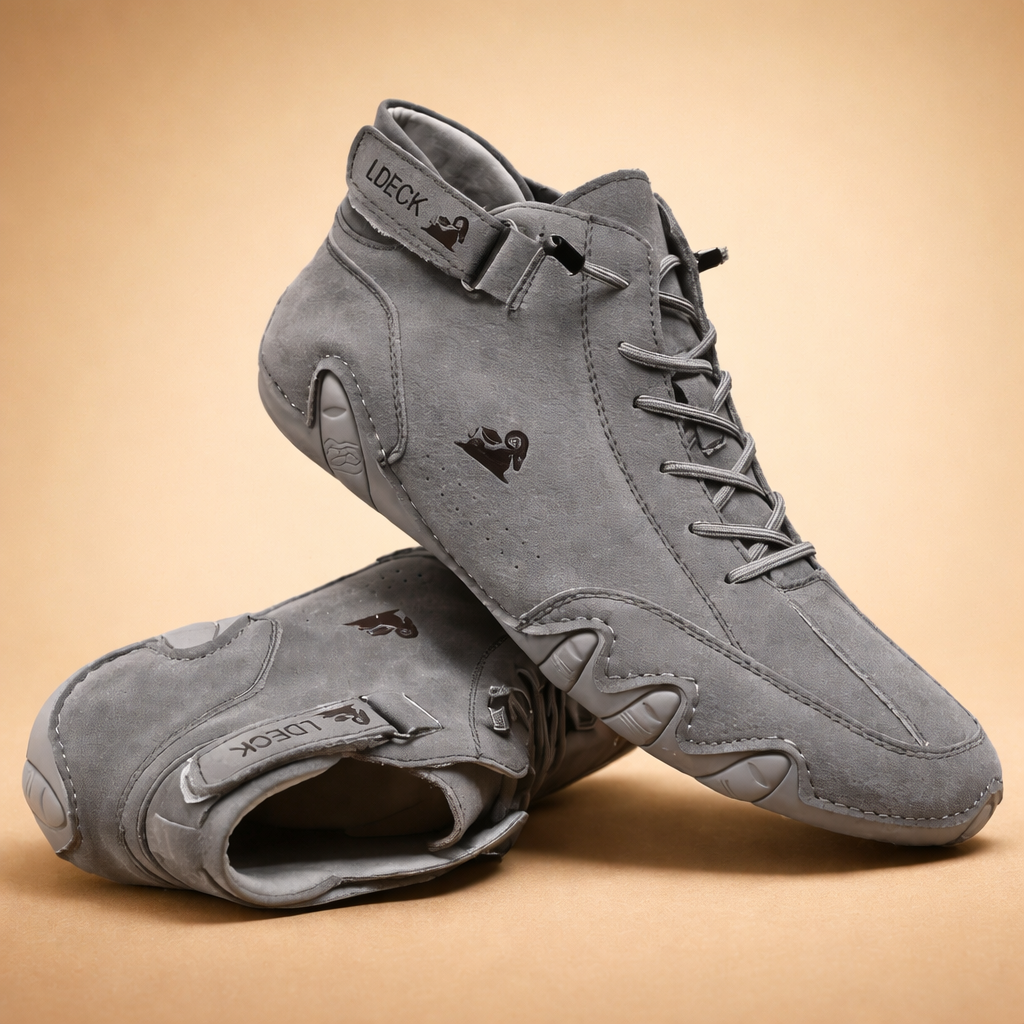 Brown unisex fleece-lined non-slip shoes with cushioned grip sole