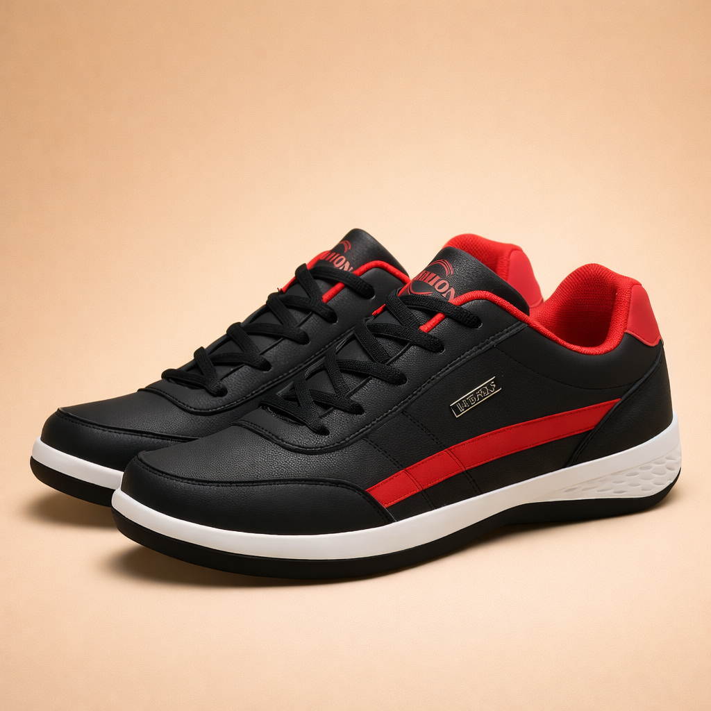 Men's blue casual lace-up sneakers with cushioned sole