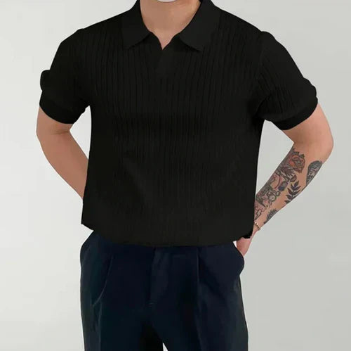 Men's light brown ribbed cotton t-shirt with mesh panel detail