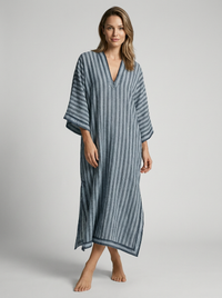 Jemima | Women's Striped Kaftan Dress with V-Neck for Resort and Holiday