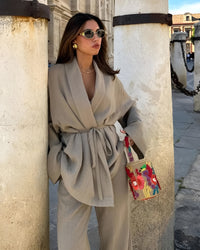 Rose | Women's Linen Two Piece Set in Natural Tones for Resort and Holiday Wear