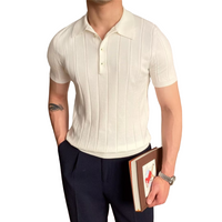 Hunter | Men's Knitted Polo Shirt with Fine Ribbed Old Money Knit Texture