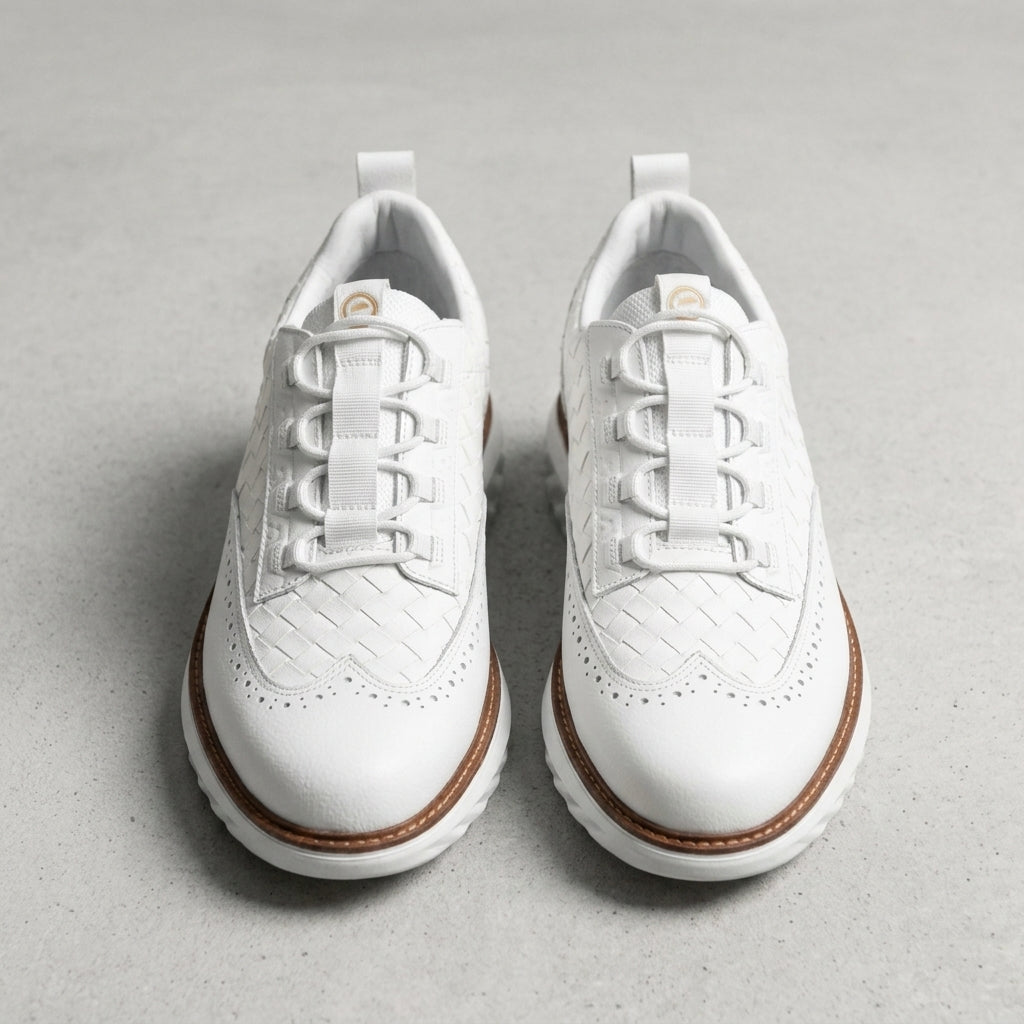 Men's slate blue leather look oxford sneakers with lace-up front