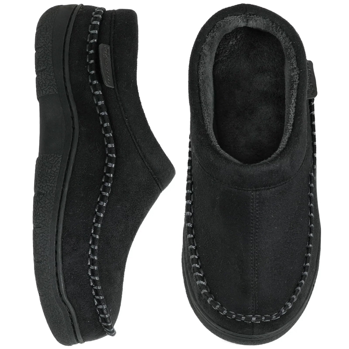 Men's beige warm lined slippers with non-slip sole