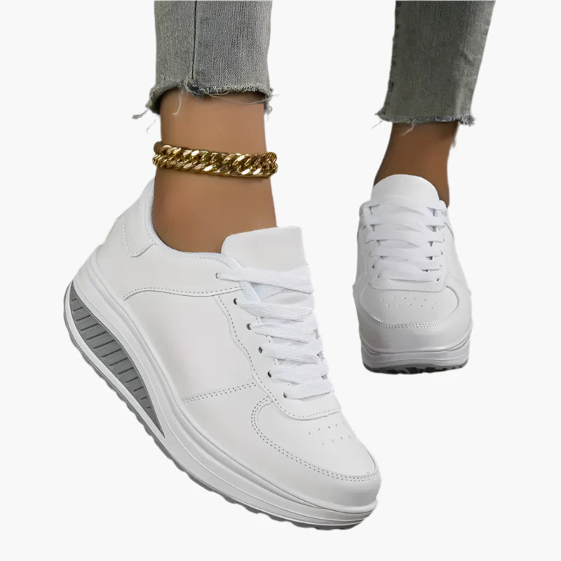 Women's black comfort sneakers with air cushion sole and lace-up upper