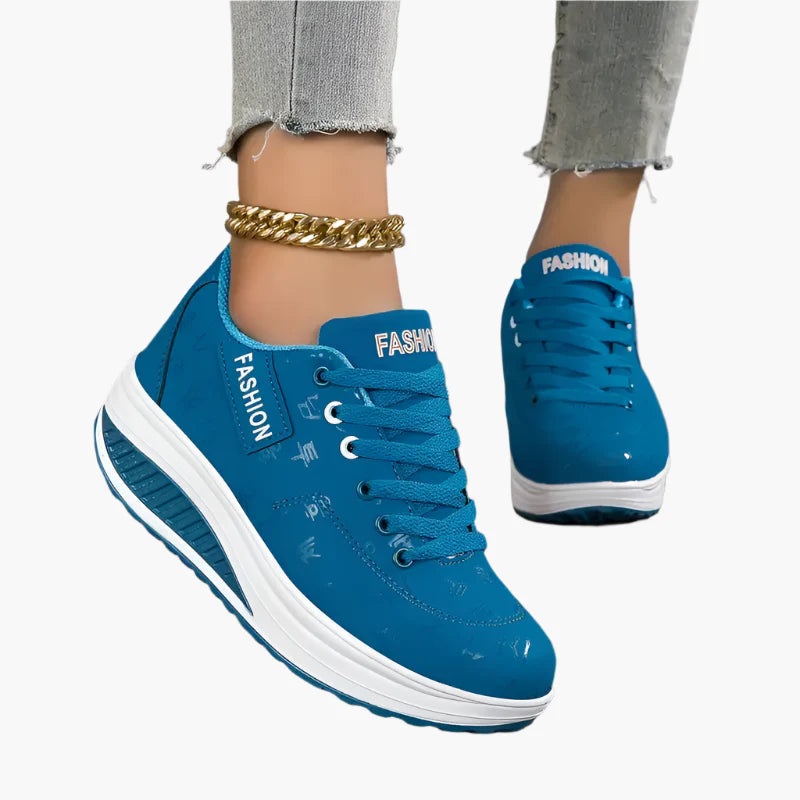 Women's black comfort sneakers with air cushion sole and lace-up upper