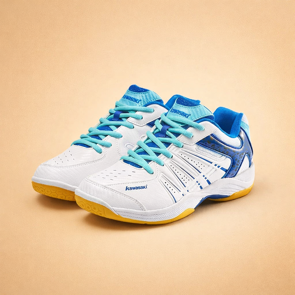 Men's white lightweight sports shoes with anti-slip outsole