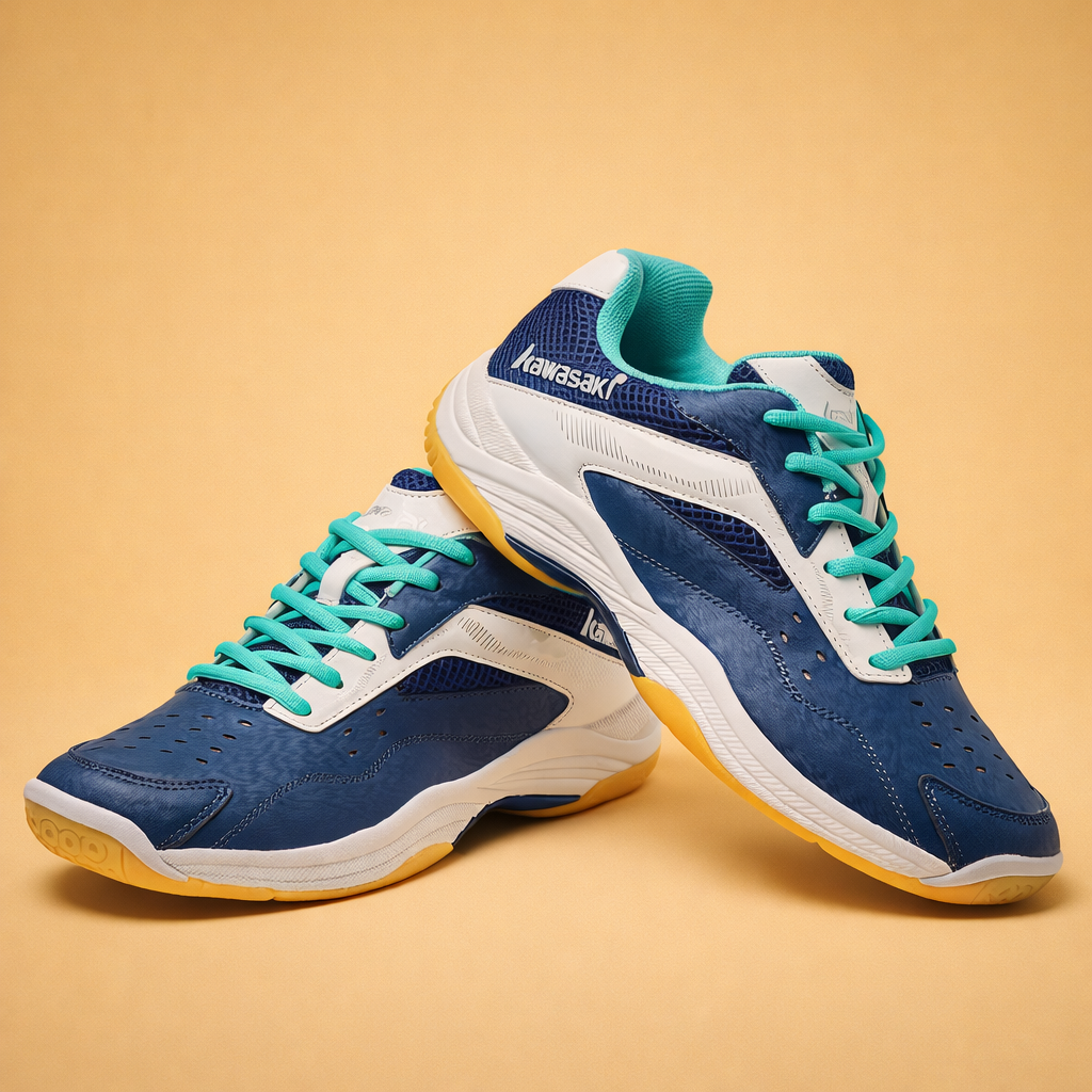 Men's white lightweight sports shoes with anti-slip outsole